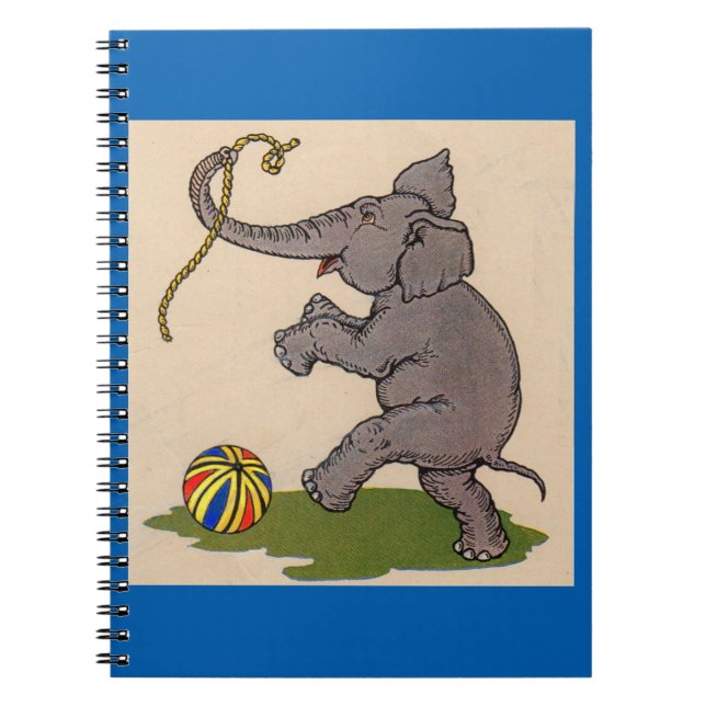 Cuaderno elefante feliz jugando con cuerda y bola (Frente)