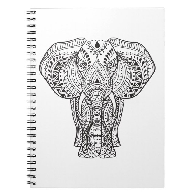 Cuaderno Elefante indio étnico (Frente)