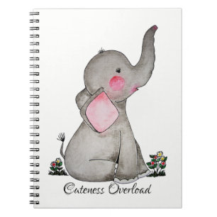 Cuaderno Elefante lindo del bebé de la acuarela con Rubor 