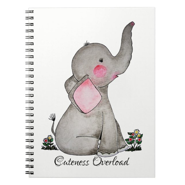 Cuaderno Elefante lindo del bebé de la acuarela con Rubor y (Frente)