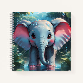 Cuaderno Elefante lindo en la lluvia
