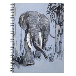 Cuaderno Elefante Pasando Por La Sabana Madera En Azul