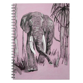 Cuaderno Elefante Pasando Por La Sabana Madera En Rosa
