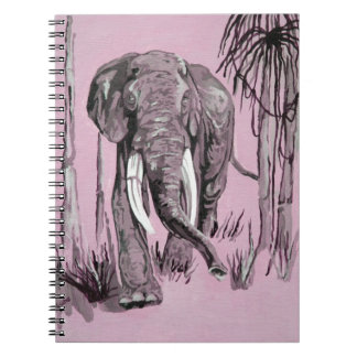 Cuaderno Elefante Pasando Por La Sabana Madera En Rosa
