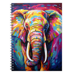 Cuaderno elefante pintado de colores vivos