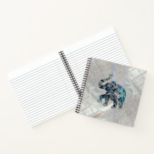 Cuaderno Elefante plateado enmarcado en Abalone y Pearl