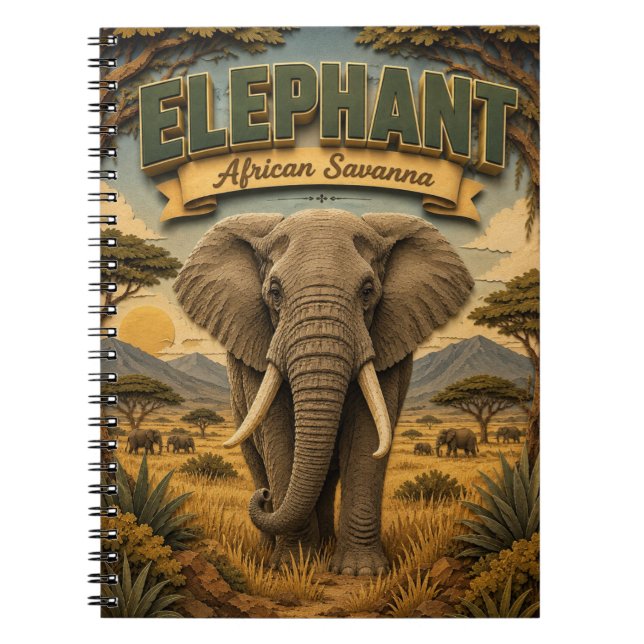 Cuaderno Elefante Sabana Africana POPCUT (Frente)