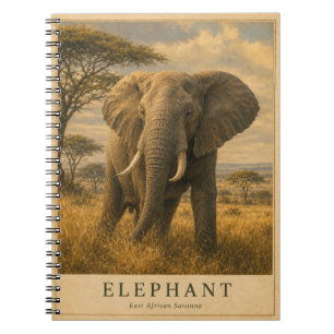 Cuaderno Elefante Sabana del Este Africano VINTAGE