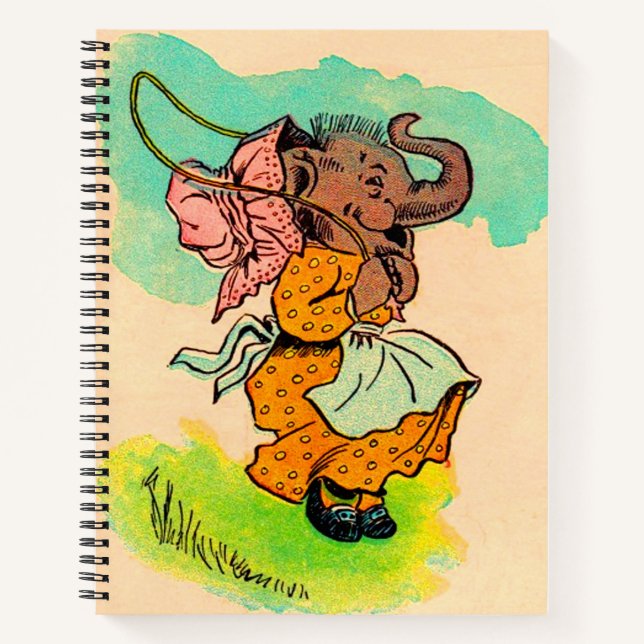 Cuaderno elefante vestido de los años 1930 tocando cuerda d (Anverso)