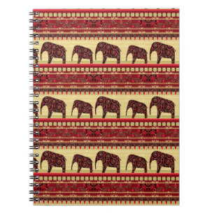 Cuaderno Elefantes de diseño etno africanos sin foco orname