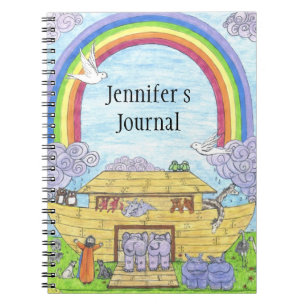 Cuaderno elefantes de ilustracion Arca de Cute Noah hipopót