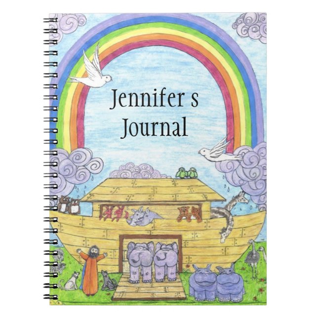 Cuaderno elefantes de ilustracion Arca de Cute Noah hipopót (Frente)