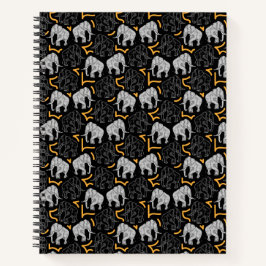 Cuaderno elefantes de piel gris