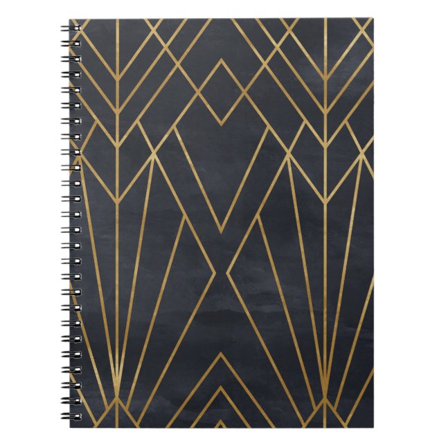 Cuaderno Elegancia Art Deco: Glamour geométrico (Frente)