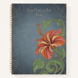 Cuaderno Elegancia Carmesí: Hibisco Chino Art Nouveau