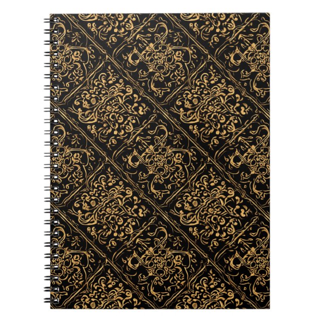 Cuaderno Elegancia Damasco Dorado Medianoche (Frente)