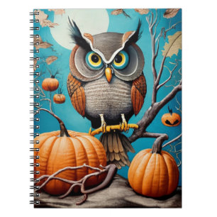 Cuaderno Elegancia de Búho Halloween y Calabaza