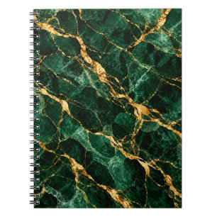 Cuaderno Elegancia de mármol verde esmeralda dorado