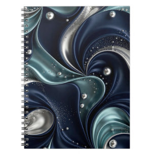 Cuaderno Elegancia de Medianoche, Azul Marino, Verde Cian y