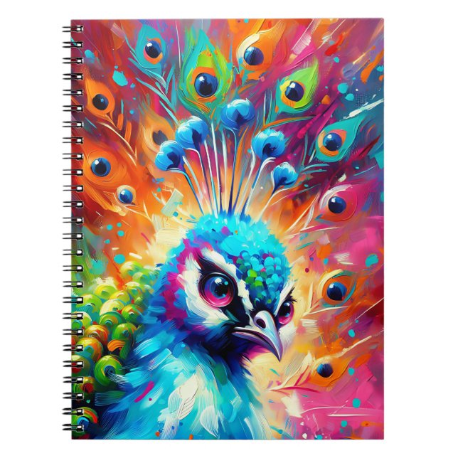 Cuaderno Elegancia de Pavo Real Prismático (Frente)