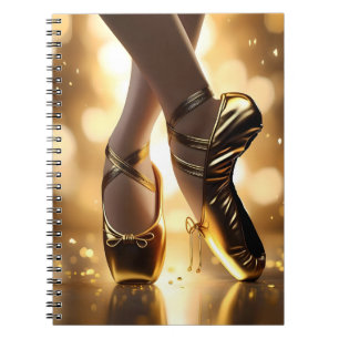 Cuaderno Elegancia dorada: Zapatos de Ballerina en Bokeh de