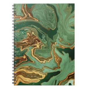 Cuaderno Elegancia Esmeralda: Lujo de Mármol Dorado