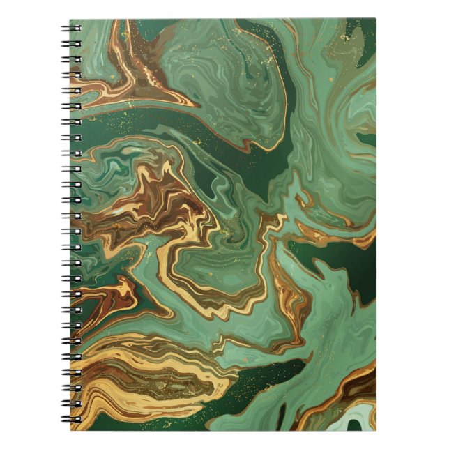 Cuaderno Elegancia Esmeralda: Lujo de Mármol Dorado (Frente)