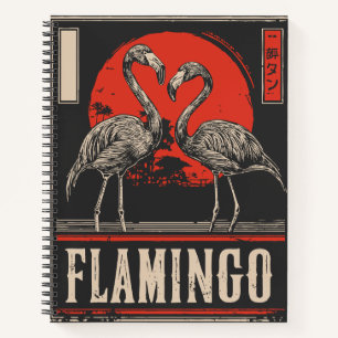 Cuaderno Elegancia espejada - flamencos en la luz de la lun