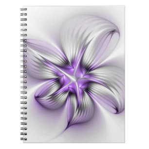 Cuaderno Elegancia floral arte abstracto moderno violeta fr