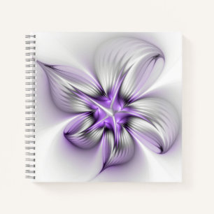 Cuaderno Elegancia floral arte abstracto moderno violeta fr