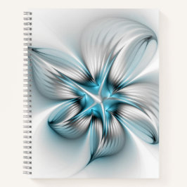 Cuaderno Elegancia floral arte contemporáneo abstracto azul
