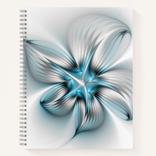 Cuaderno Elegancia floral arte contemporáneo abstracto azul (Anverso)