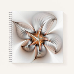 Cuaderno Elegancia floral arte fractal abstracto moderno