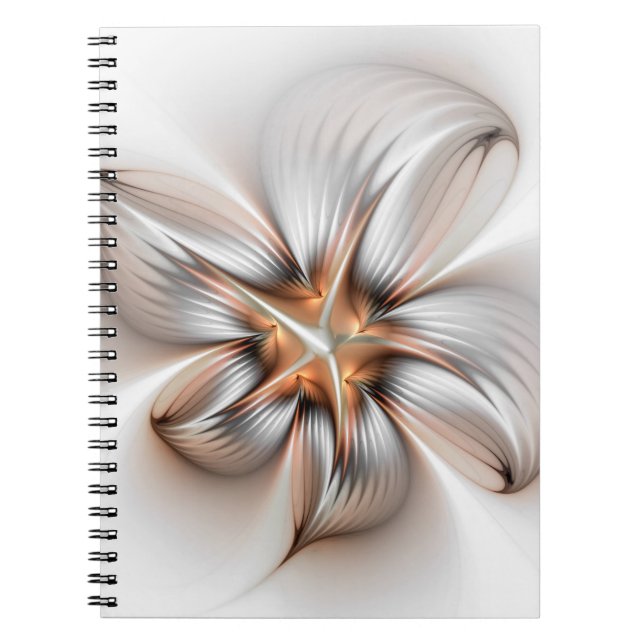Cuaderno Elegancia floral modernidad Resumen arte fractal (Frente)