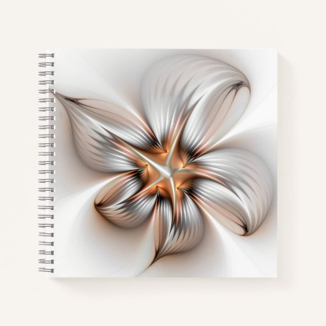 Cuaderno Elegancia floral modernidad Resumen arte fractal (Anverso)