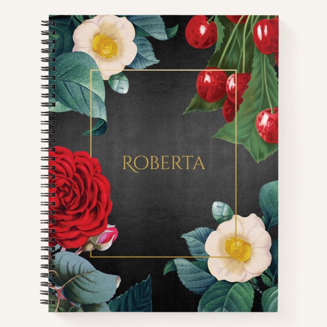 Cuaderno Elegancia floral vintage personalizada (Anverso)