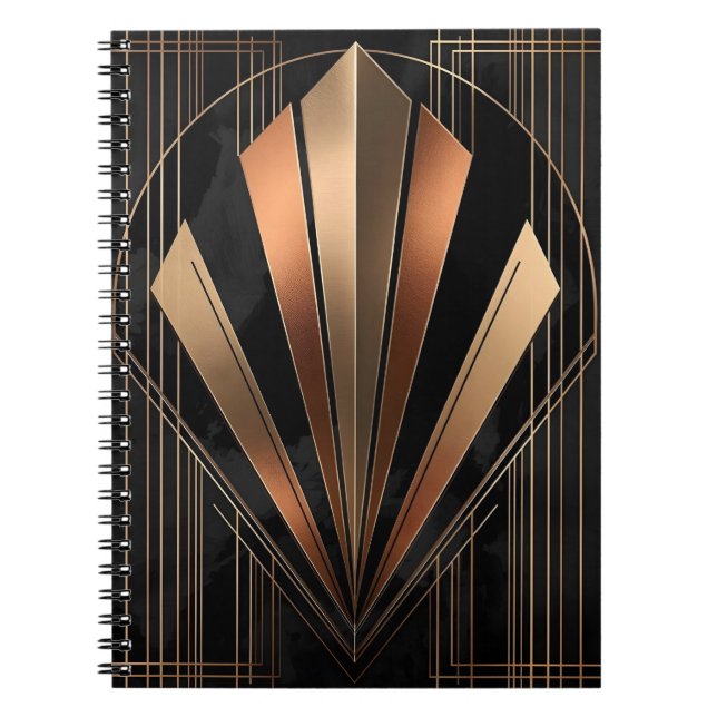 Cuaderno Elegancia geométrica metálica Art Deco (Frente)