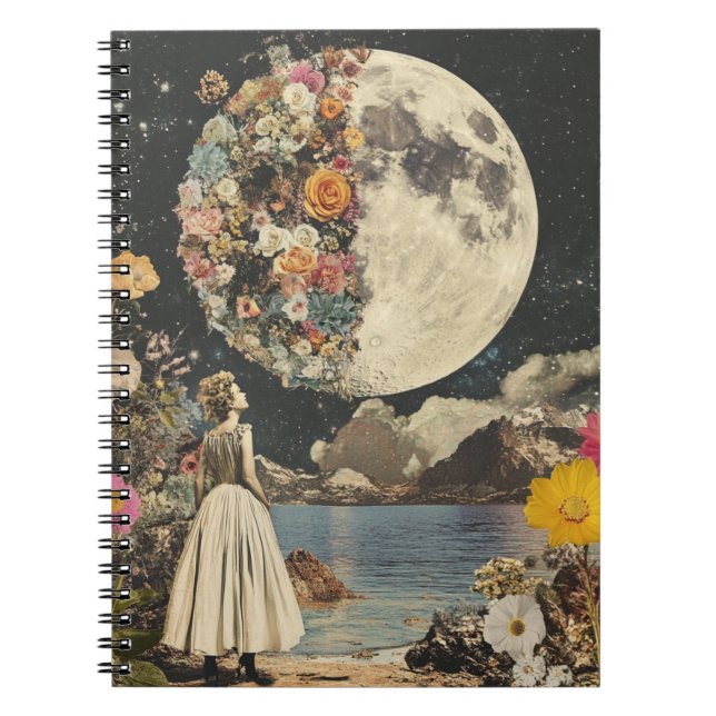 Cuaderno Elegancia iluminada por luna - Mujer con luna (2) (Frente)