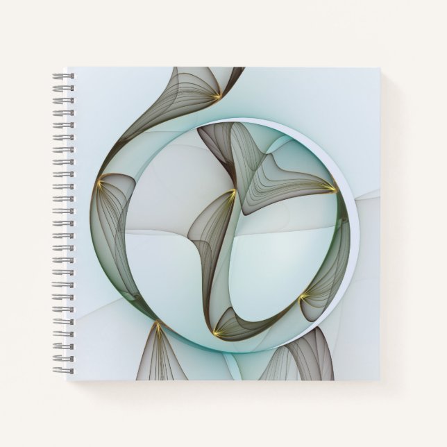 Cuaderno Elegancia moderna abstracta turquesa y dorada marr (Anverso)