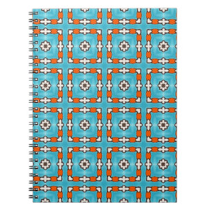 Cuaderno Elegancia moderna Naranja azul Azulejos blancos mo