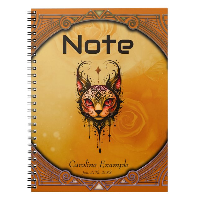 Cuaderno Elegancia ornamental: un retrato de un gato. (Frente)