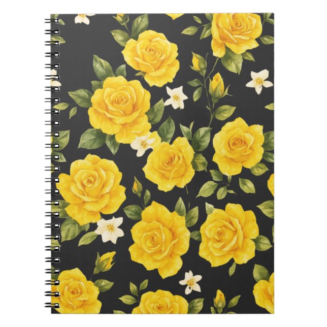 Cuaderno Elegancia Rosa dorada en negro (Frente)