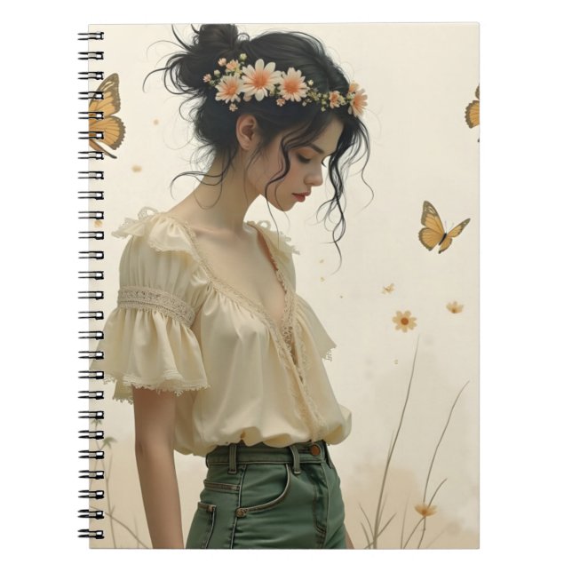 Cuaderno Elegancia suave en un baile de mariposas (Frente)