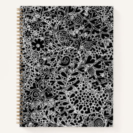 Cuaderno Elegant Black and White Floral Lace Hardcover