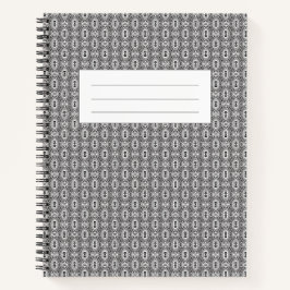 Cuaderno Elegant Black and White Folk Floral Seamless Patte