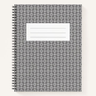 Cuaderno Elegant Black and White Folk Floral Seamless Patte