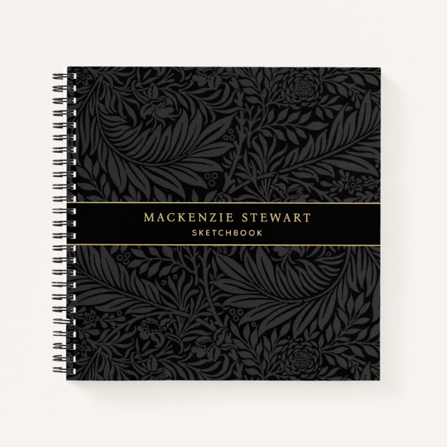 Cuaderno Elegant Black Floral Pattern Sketchbook (Anverso)