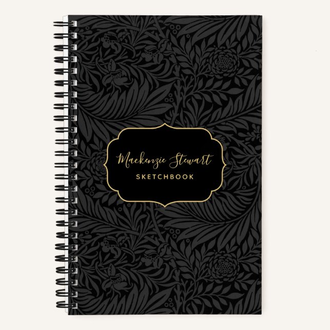 Cuaderno Elegant Black Floral Pattern Sketchbook (Anverso)