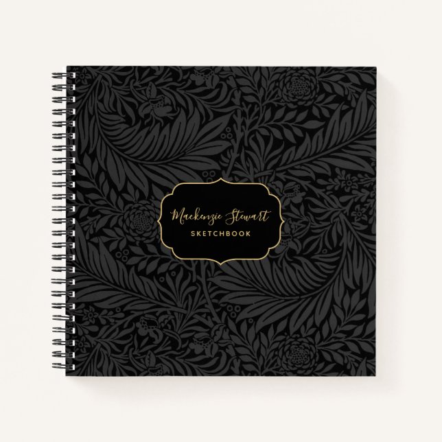 Cuaderno Elegant Black Floral Pattern Sketchbook (Anverso)