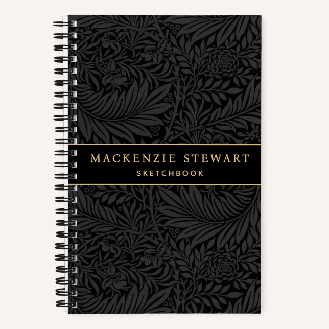 Cuaderno Elegant Black Floral Pattern Sketchbook (Anverso)